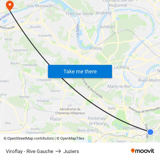 Viroflay - Rive Gauche to Juziers map