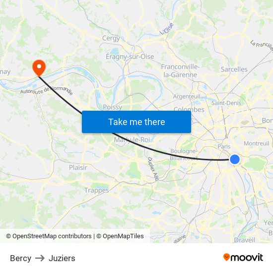 Bercy to Juziers map