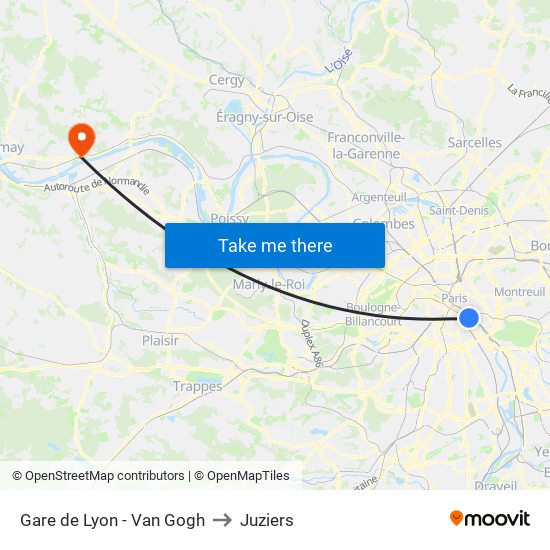 Gare de Lyon - Van Gogh to Juziers map