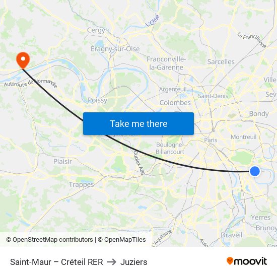 Saint-Maur – Créteil RER to Juziers map