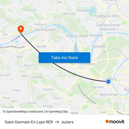 Saint-Germain-En-Laye RER to Juziers map