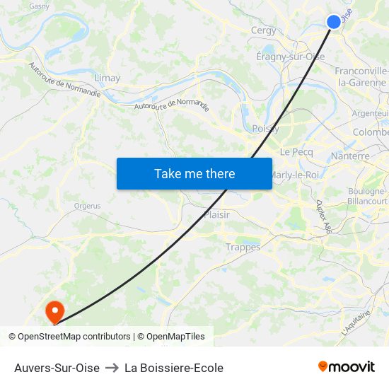 Auvers-Sur-Oise to La Boissiere-Ecole map