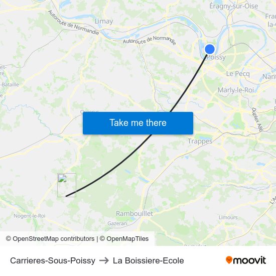 Carrieres-Sous-Poissy to La Boissiere-Ecole map