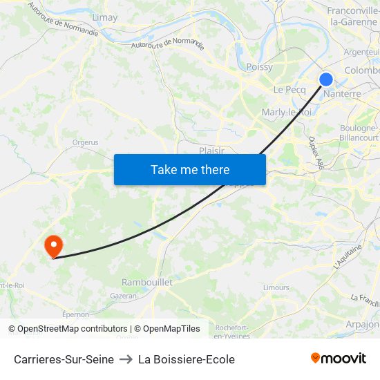 Carrieres-Sur-Seine to La Boissiere-Ecole map