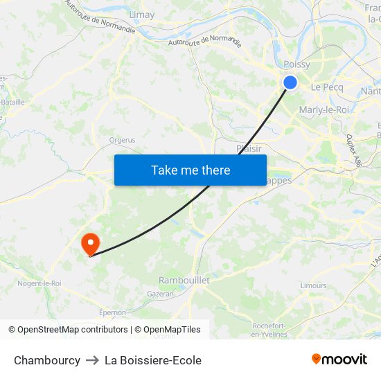 Chambourcy to La Boissiere-Ecole map