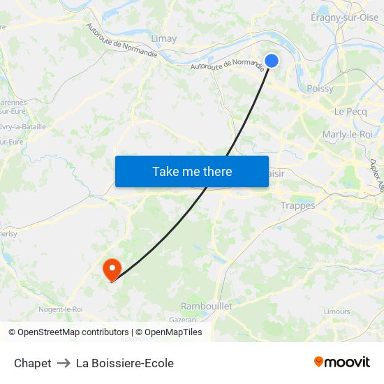 Chapet to La Boissiere-Ecole map