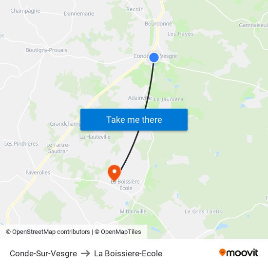 Conde-Sur-Vesgre to La Boissiere-Ecole map