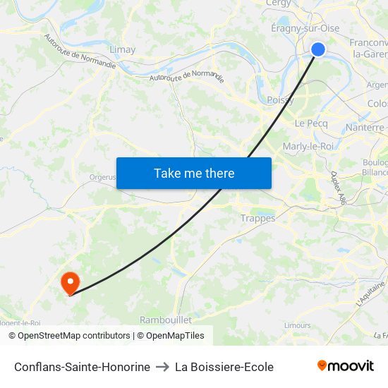 Conflans-Sainte-Honorine to La Boissiere-Ecole map