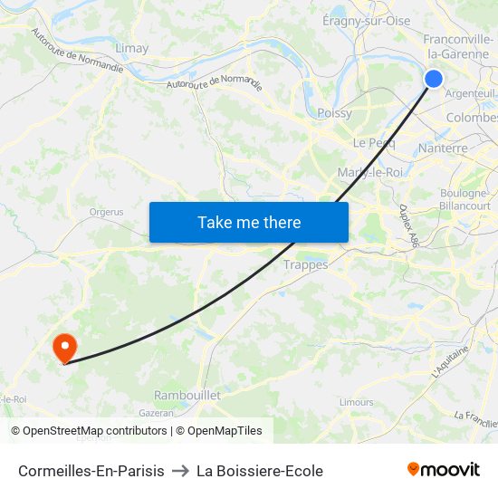 Cormeilles-En-Parisis to La Boissiere-Ecole map