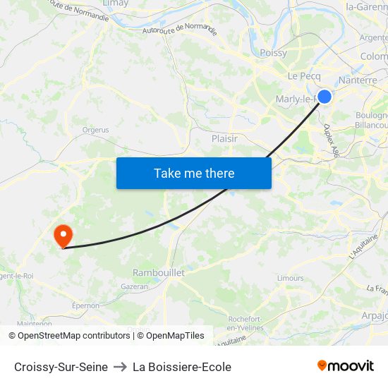 Croissy-Sur-Seine to La Boissiere-Ecole map