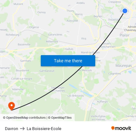 Davron to La Boissiere-Ecole map