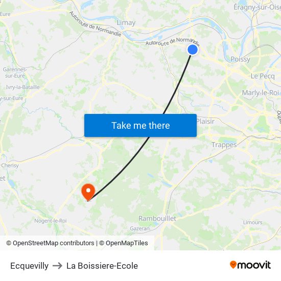 Ecquevilly to La Boissiere-Ecole map