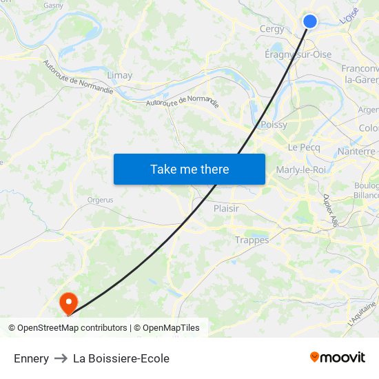 Ennery to La Boissiere-Ecole map