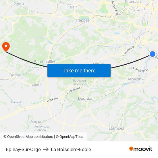 Epinay-Sur-Orge to La Boissiere-Ecole map