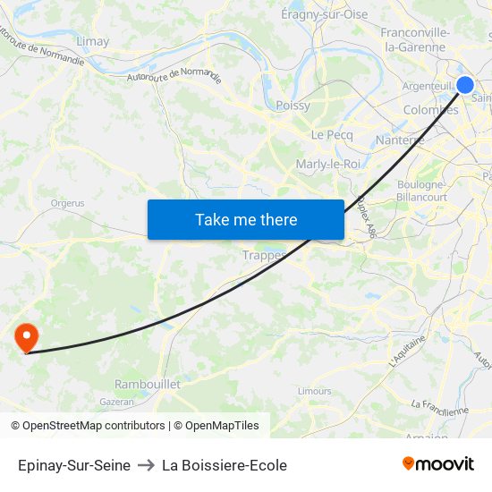 Epinay-Sur-Seine to La Boissiere-Ecole map
