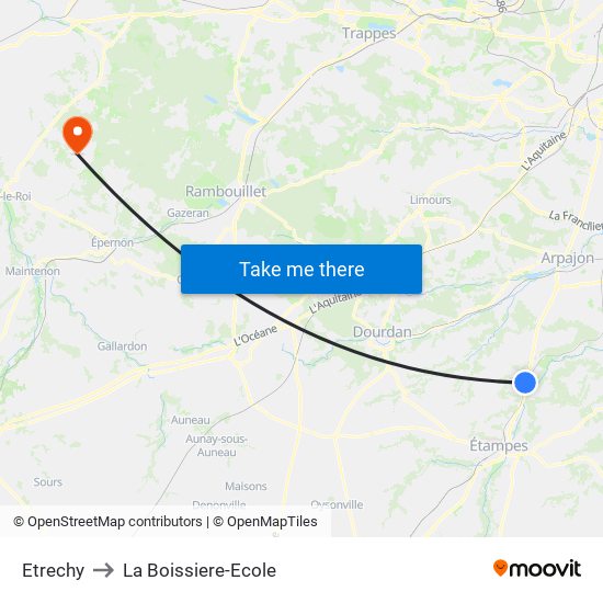 Etrechy to La Boissiere-Ecole map