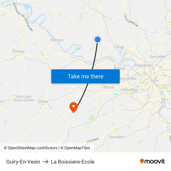 Guiry-En-Vexin to La Boissiere-Ecole map