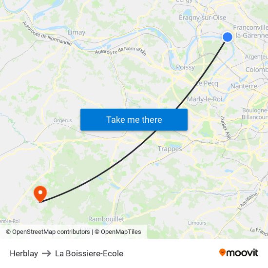 Herblay to La Boissiere-Ecole map