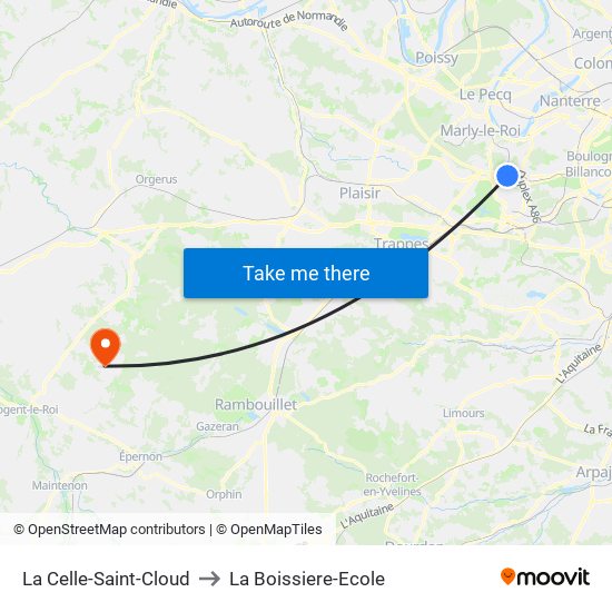 La Celle-Saint-Cloud to La Boissiere-Ecole map
