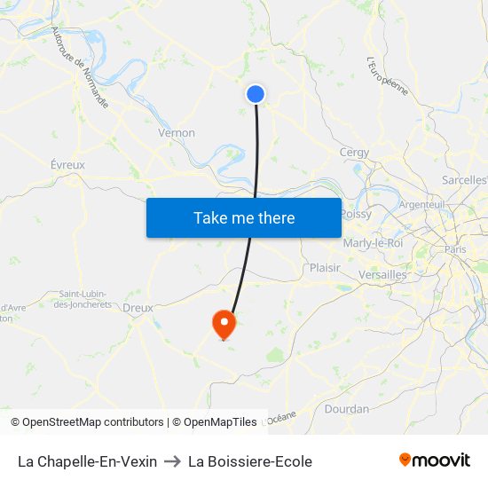 La Chapelle-En-Vexin to La Boissiere-Ecole map