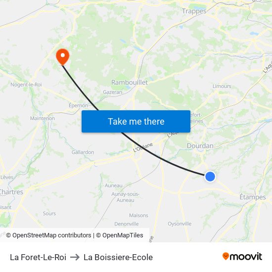 La Foret-Le-Roi to La Boissiere-Ecole map