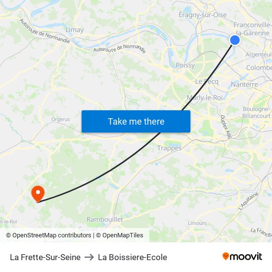 La Frette-Sur-Seine to La Boissiere-Ecole map