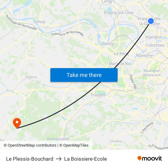 Le Plessis-Bouchard to La Boissiere-Ecole map