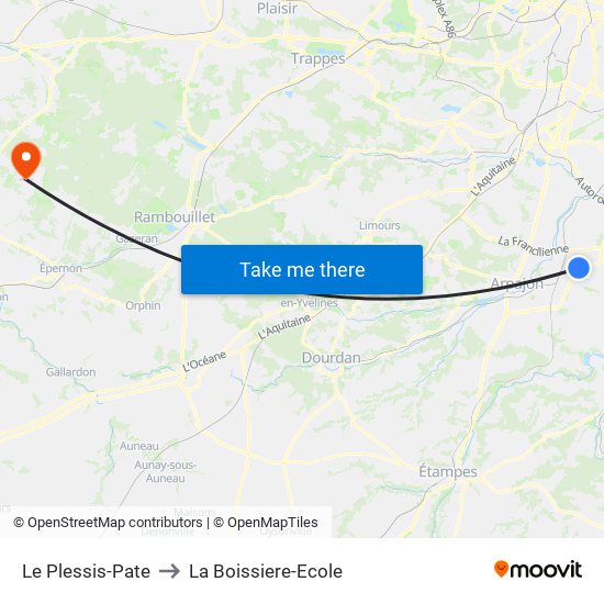 Le Plessis-Pate to La Boissiere-Ecole map