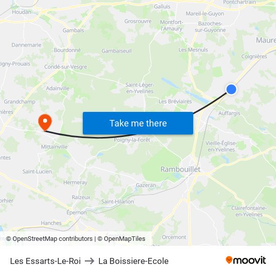 Les Essarts-Le-Roi to La Boissiere-Ecole map