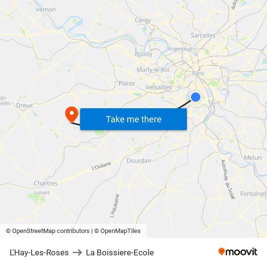 L'Hay-Les-Roses to La Boissiere-Ecole map