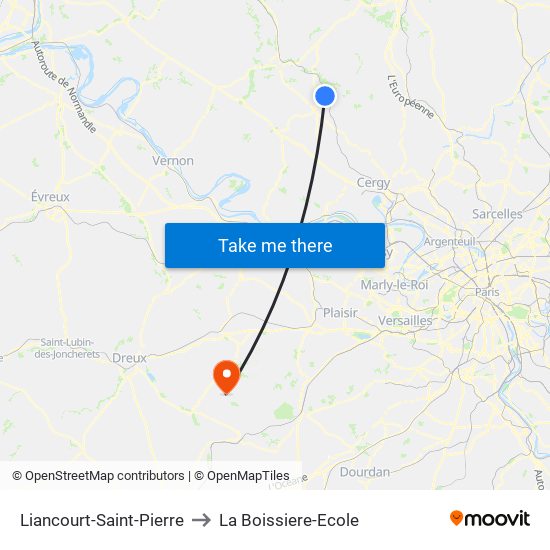 Liancourt-Saint-Pierre to La Boissiere-Ecole map