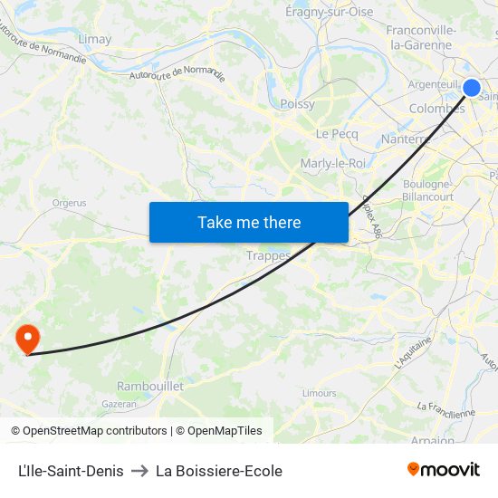 L'Ile-Saint-Denis to La Boissiere-Ecole map