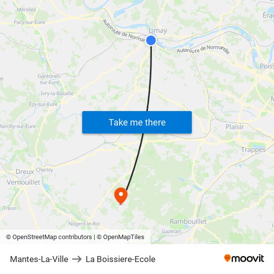 Mantes-La-Ville to La Boissiere-Ecole map