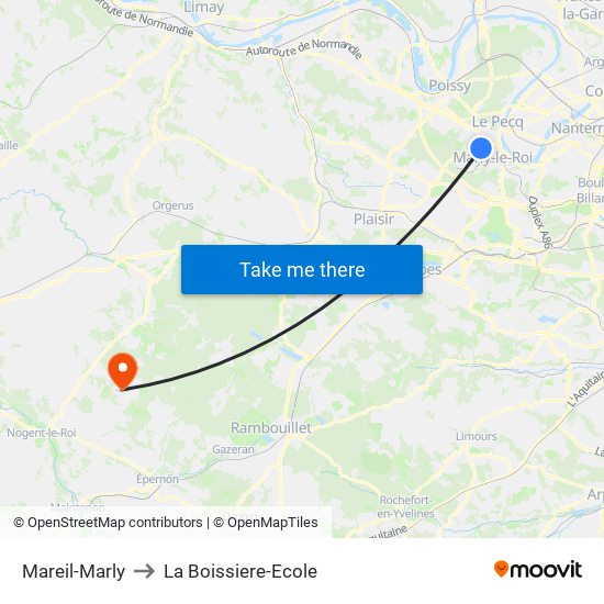 Mareil-Marly to La Boissiere-Ecole map