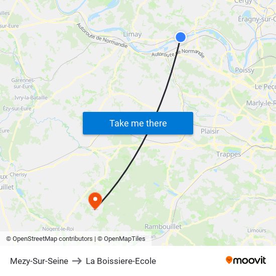 Mezy-Sur-Seine to La Boissiere-Ecole map