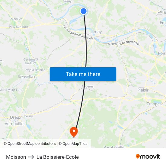 Moisson to La Boissiere-Ecole map