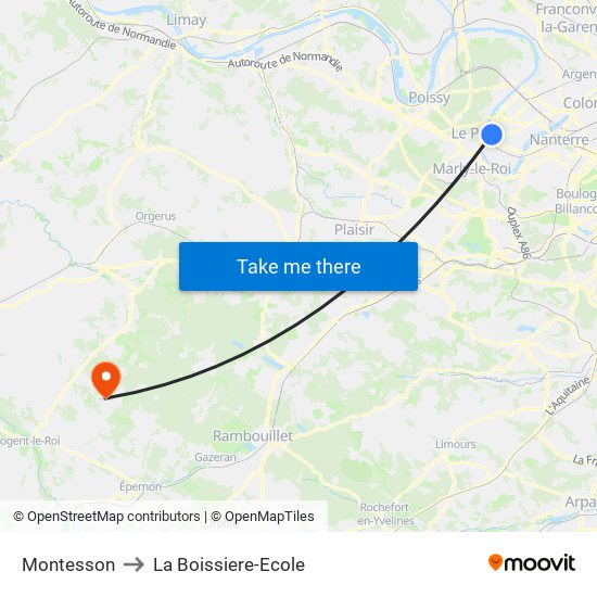 Montesson to La Boissiere-Ecole map