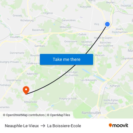 Neauphle-Le-Vieux to La Boissiere-Ecole map