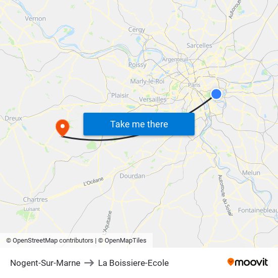 Nogent-Sur-Marne to La Boissiere-Ecole map