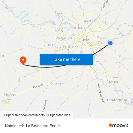 Noisiel to La Boissiere-Ecole map