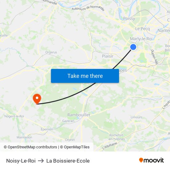 Noisy-Le-Roi to La Boissiere-Ecole map