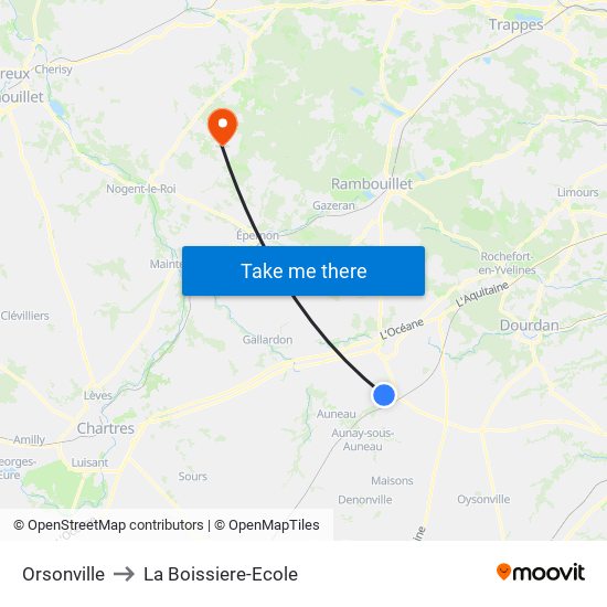 Orsonville to La Boissiere-Ecole map