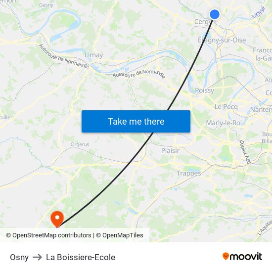 Osny to La Boissiere-Ecole map