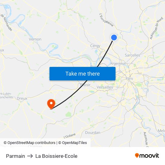 Parmain to La Boissiere-Ecole map