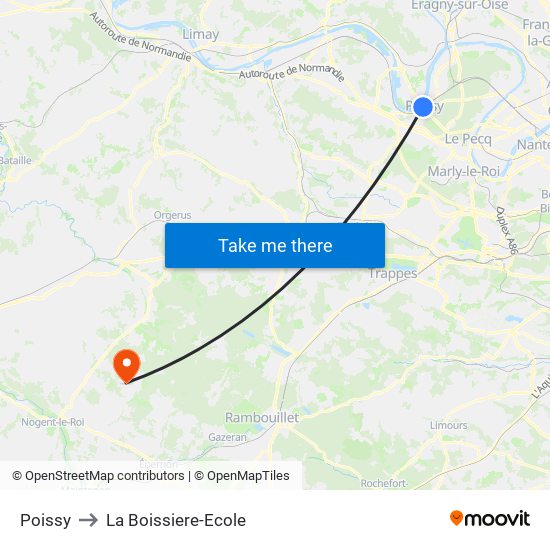 Poissy to La Boissiere-Ecole map