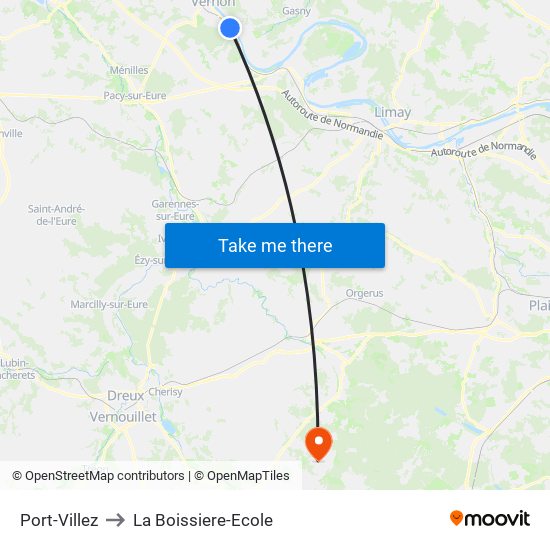Port-Villez to La Boissiere-Ecole map