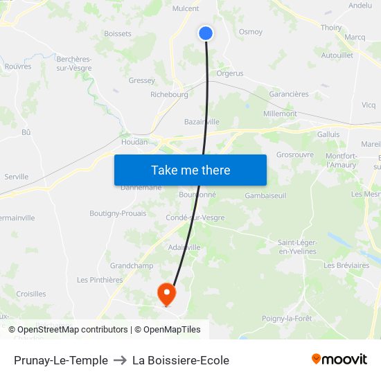 Prunay-Le-Temple to La Boissiere-Ecole map