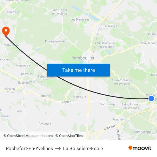 Rochefort-En-Yvelines to La Boissiere-Ecole map