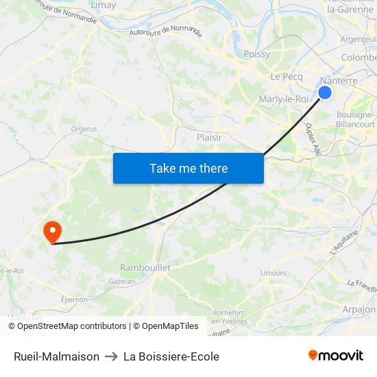 Rueil-Malmaison to La Boissiere-Ecole map