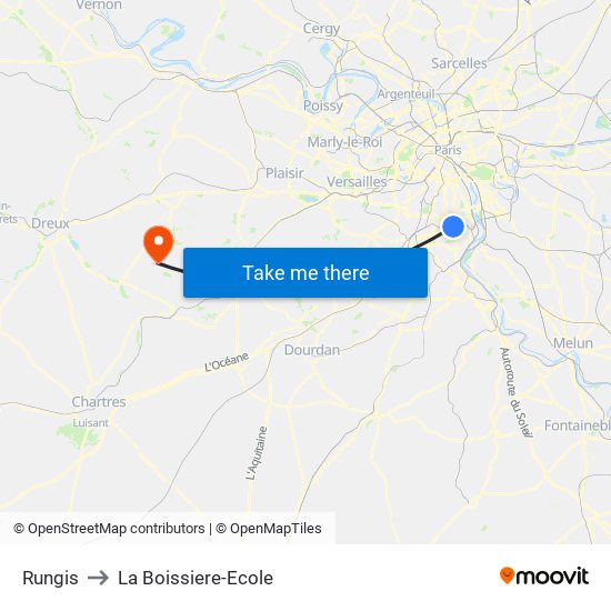 Rungis to La Boissiere-Ecole map